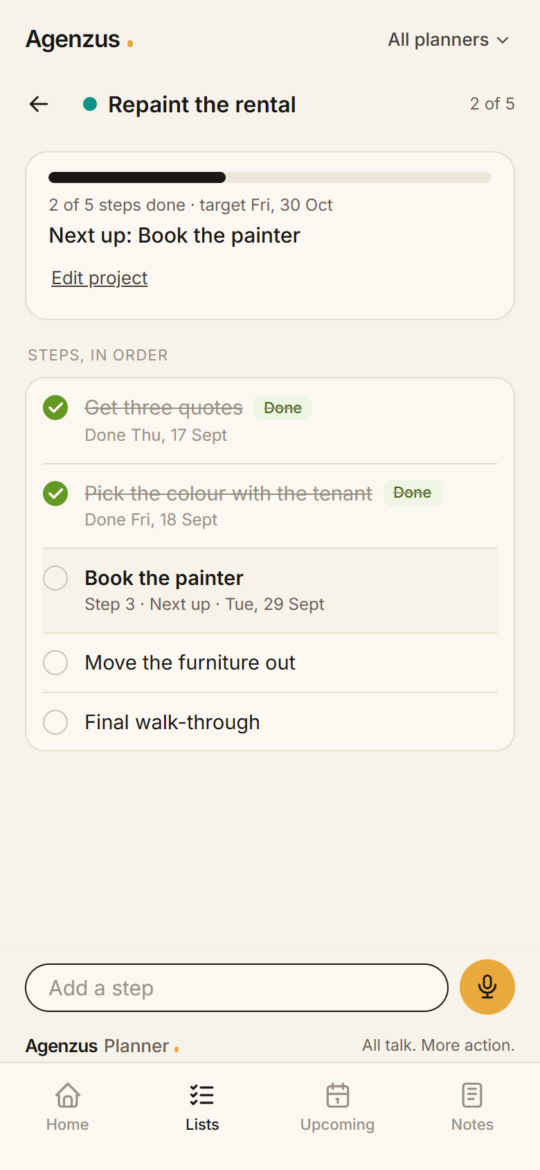 A project with steps